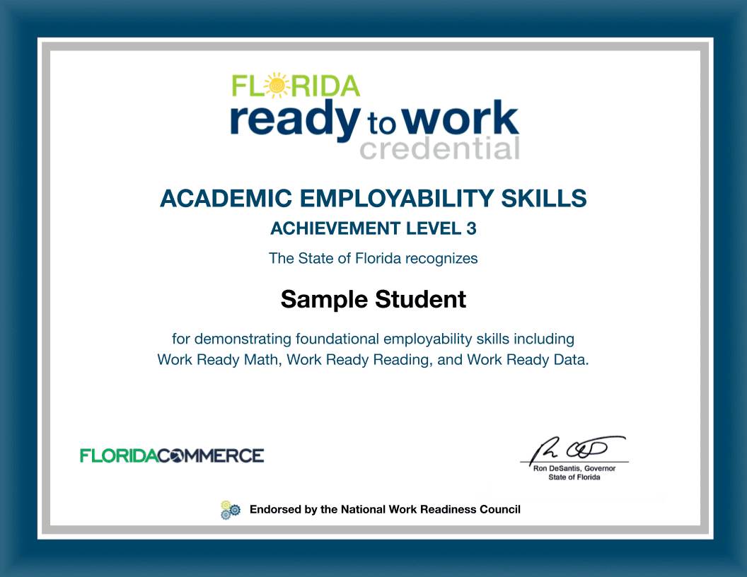 Florida Ready to Work Credential