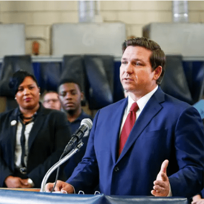 Image of Governor Ron DeSantis speaking at a press conference