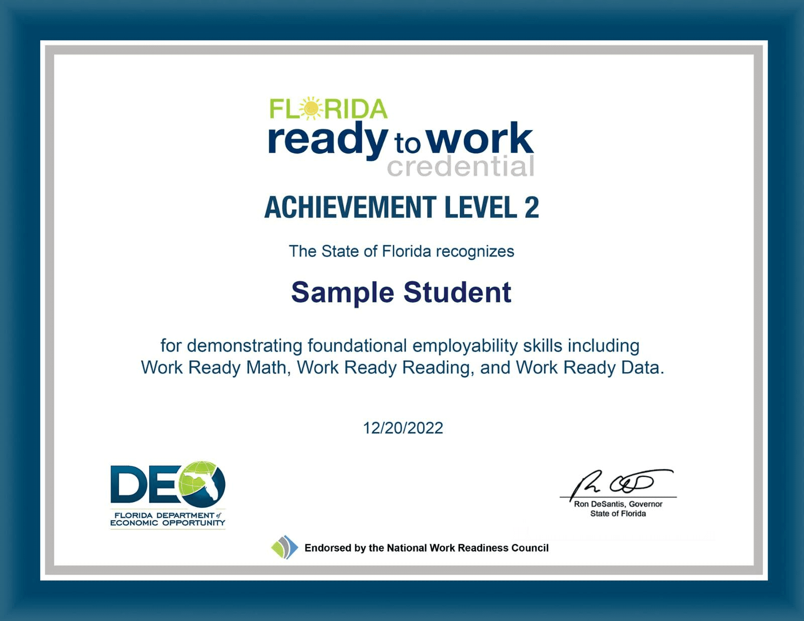 Florida Ready to Work Credential